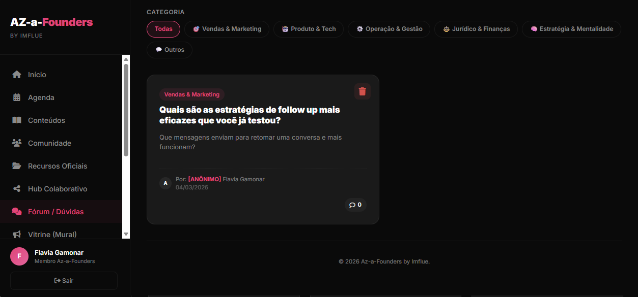 Fórum de dúvidas AZ-a-Founders